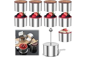 SYKUIHSG 10Pcs Round Cake Ring Mold with Pusher, 3 Inch Stainless Steel Dessert Mousse Mold, Cookie Rings for Baking Crumpets