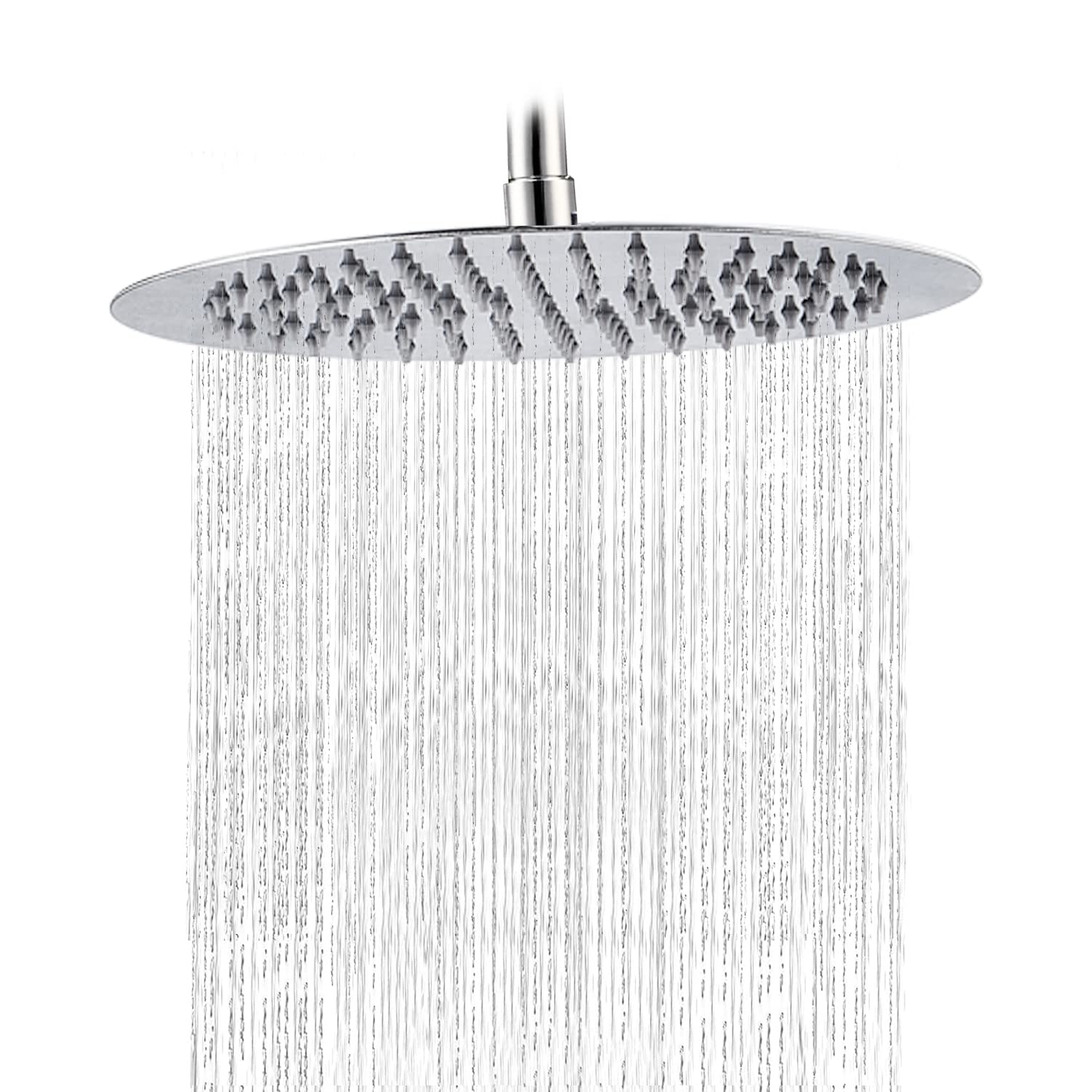 SOLVEX Rainfall Shower Head, 10 inch Fixed Rain Shower Head, Stainless Steel 304 Large Shower Head, Waterfall Shower Head, Overhead Shower Head, Adjustable with Swivel Ball Brushed Nickel, SP-50021-2