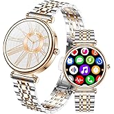 Smart Watch for Women 1.27" Color Screen Waterproof Fitness Activity Tracker Rose Gold Women's Smart Watch with Heart Rate Sleep Monitor for Android and iOS (Two-Tone Rose Gold Steel RT-i109)