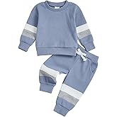 Kuriozud Toddler Baby Boy Fall Winter Clothes Long Sleeve Crewneck Pullover Sweatshirt Jogger Pants Set 2 Piece Outfit