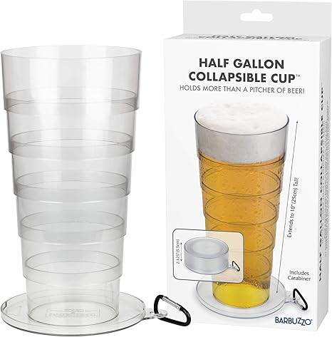 Amazon Com Barbuzzo Mega Pint Glass Giant Half Gallon Collapsible Beer Glass For The Ultimate Party On The Go Kitchen Dining