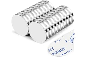 MIKEDE 20 Pack Neodymium Magnets, Epoxy Coating Strong Fridge Magnets for Carft, Small Magnets with Double-Sided Adhesive Backing, Round Earth Magnets Heavy Duty for Whiteboard, DIY, Science - 20x3mm