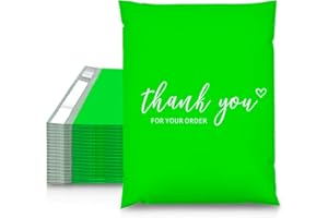 JinRuiKJ Thank You Poly Mailer 10x13 Inch 100 PCS, Shipping Bags for Clothing, Packaging Bags for Small Business, Strong Adhensive, Waterproof and Tear-Resistant Mailing Envelopes, Green