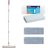Magic Sponge Eraser Mop,56" Handle,15" Flat Head, 2 Microfiber,3 Sponge Pad | Flexible 180&deg; Rotatable Head, Easy Install Pads, Wet &amp; Dry Use, Multi-Surface Cleaner for Home Floor