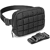 Puffer Crossbody Bag for Women – Plus Size Friendly – Quilted Fanny Pack w/Extender – Extra Long Strap 75" Fits XS-12X – Mini Puffer Bag for Travel Gym Trending Gift for Women (Black)