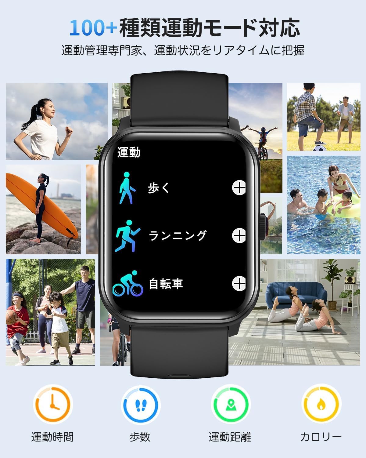 Smart Watch (2025 Improved Model & Added SOS Functions) 1.9-inch Large Screen, Bluetooth 5.3, Call Function, iPhone Compatible, Android Compatible, Activity Meter, Pedometer, Wristwatch, Sports Watch