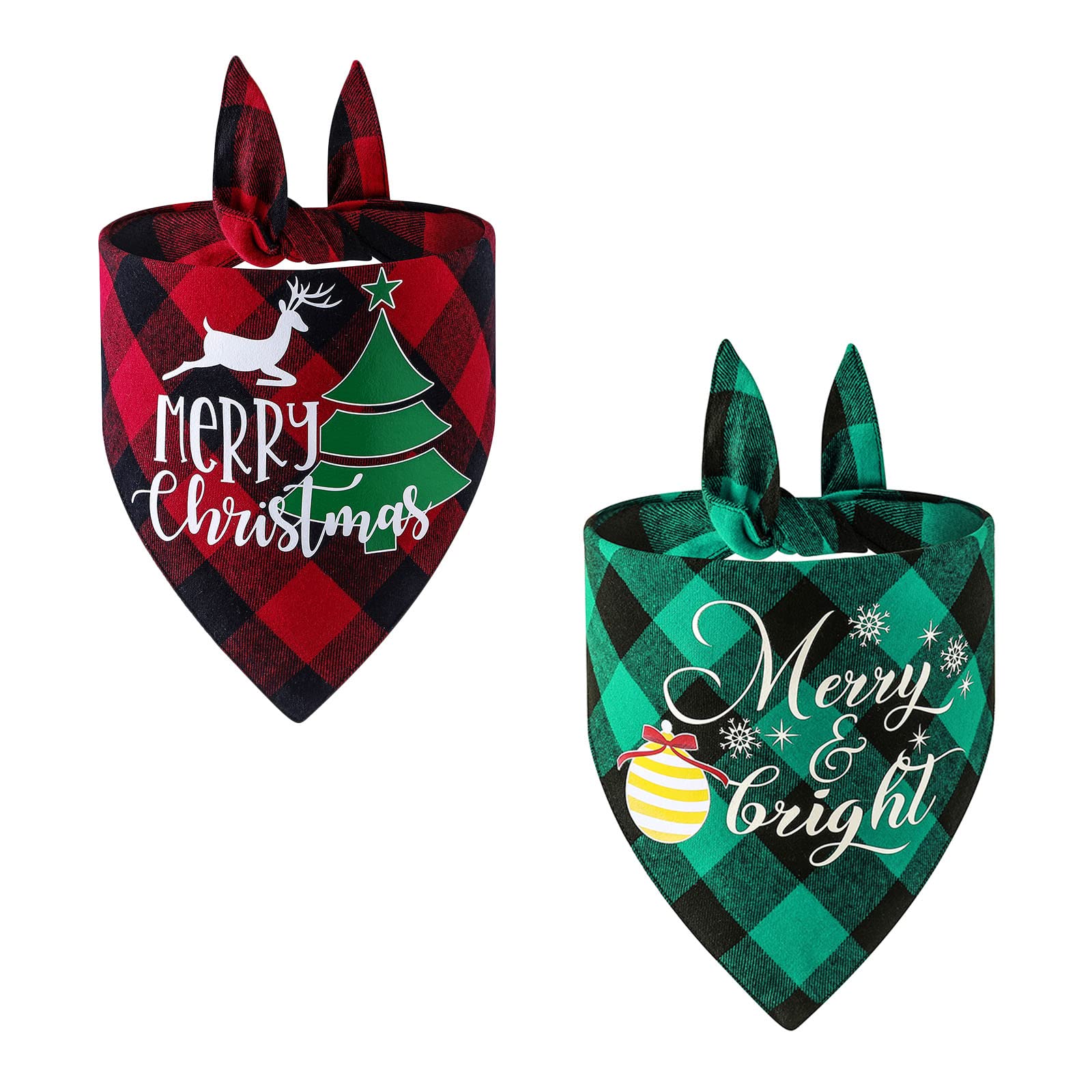 Dog Christmas Bandana, Pet Kerchief Scarf Triangle Bibs Washable for Holiday Festival Theme Party - Cat and Dog