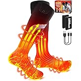 Heated Socks for Men Women, 5000 mAh Rechargeable Electric Heated Socks with 4 Heat Settings, 360° Surround Heating Washable Winter Foot Warm Socks for Hunting, Skiing, Camping, Hiking
