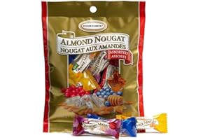 Golden Bonbon Assorted Almond Nougat Candy - Soft & Crunchy Mix, Gluten-Free, Halal Certified, No Artificial Flavors, 6 Flavors 100g / 3.53 oz