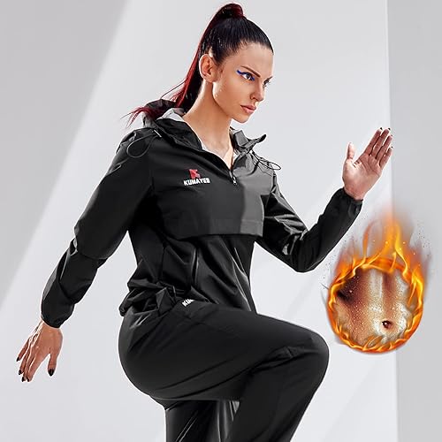 KUMAYES Sauna Suit for Women Sweat Jacket Long Sleeve Sweat Suits