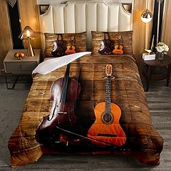 Erosebridal Guitar Bedding Set King Size Retro