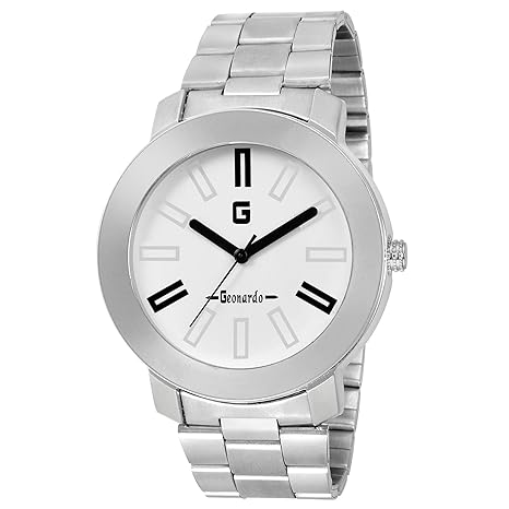 Analogue Display White Dial Chain Mens Watch