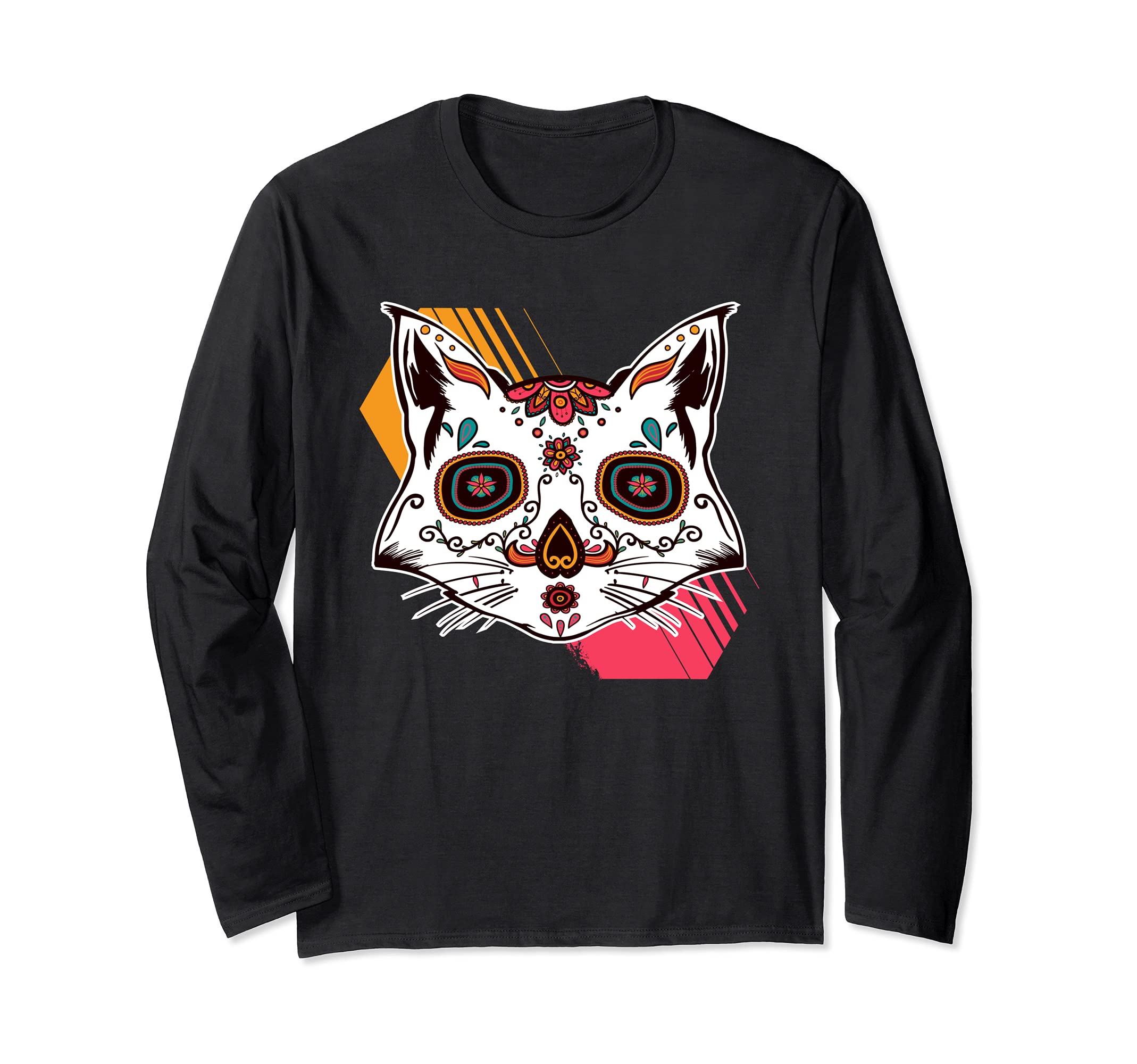 Day of the Dead Cats Skull Dia De Los Muertos I Cute Cat Long Sleeve T-Shirt