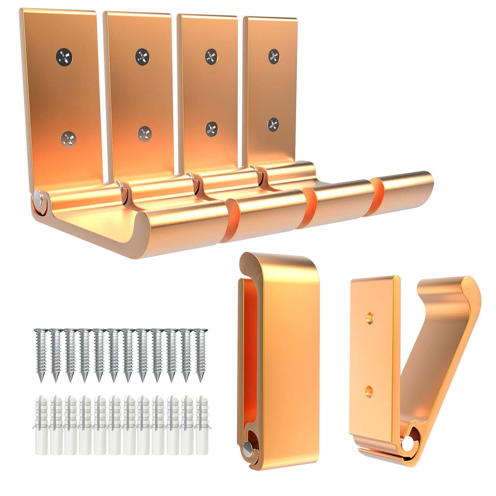 AUHSSAN 6Pcs 3'' Folding Coat Hooks Gold Foldable Hooks Aluminum Alloy Wall Hooks Headphones Holder Wall Mounted with 12pcs Screws Set for Hanging Coats, Bags, Hat, Towel, Keys