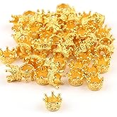 Mini Crowns Charms, 50PCS Mini Crowns for Crafts/Gold Bead Solid Metal King Queen Crownings, 3D Alloy Crown Pendant for Bracelets, Alloy King Crown for Bracelet, Necklace DIY, Golden Jewelry Making