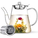 Glass Teapot, Zpose Tea Pot, Teapots, 40oz/1200ml Tea Pots with Scale Line, Tea Pot with Infuser, Borosilicate Glass…