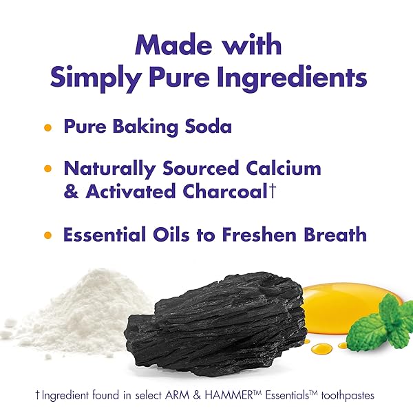 ARM & HAMMER ESSENTIALS WHITEN & STRENGTHEN FLUORIDE TOOTHPASTE-4 PACK OF 4.3OZ TUBES, FRESH MINT- 100% NATURAL BAKING SODA- FLUORIDE TOOTHPASTE