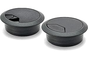 ANGSTROM 2-Pack Desk Grommet Hole Cover Organizer for Desktop Computer Wires, Black Plastic (2-Inch Hole)