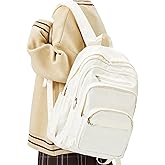 Lendolk College Backpack For Women Men,Lightweight High School Bag,School Backpack With Lots Of Pockets,Cute Bookbag For Teens Boys Girls,Casual Daypack Backpack For School(Beige)