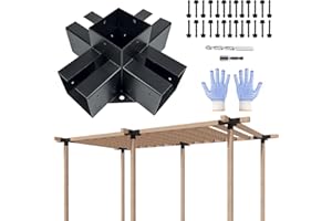 VoTwoofv pergola Bracket kit 4 x 4,5-Way Cross-Shaped Bracket Woodworks Pergola kit for Lumber (Actual: 3.5" x3.5'') for Outdoor Gazebos,Patio Pergolas,Log Cabins - 1 Pack