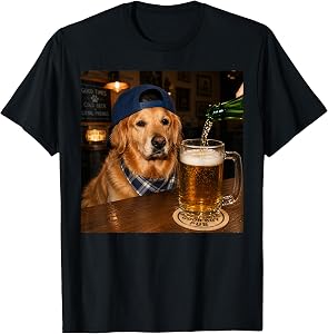 Golden Retriever Drinking Beer Funny Dog Meme T-Shirt