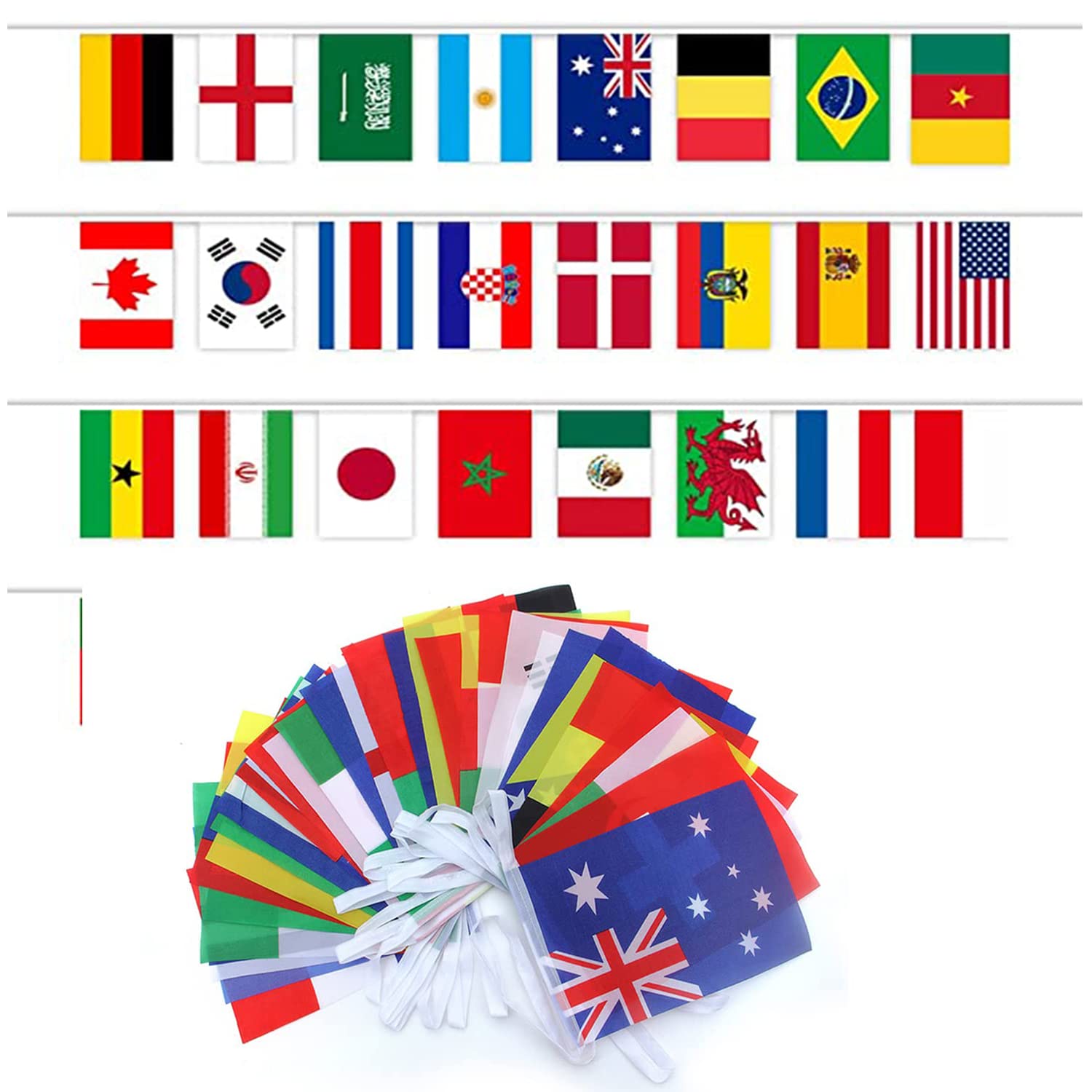 World Flag Bunting 100 Countries String Flags International Flag Banner Party Decoration Banner Indoor Outdoor For Garden Bar Club Restaurant Mall School Sports Events 25M 82FT