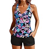 Talisea Tankini Swimsuits for Women-Two Piece Tummy Control Bathing Suit with Pocketed Shorts Twist Knot Swimwear 2025