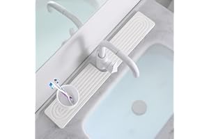 comfoyar Diatomite Faucet Mat for Kitchen Sink Splash Guard, Quick Drying Mat and Sink Protector Water Absorbing Stone Tray w