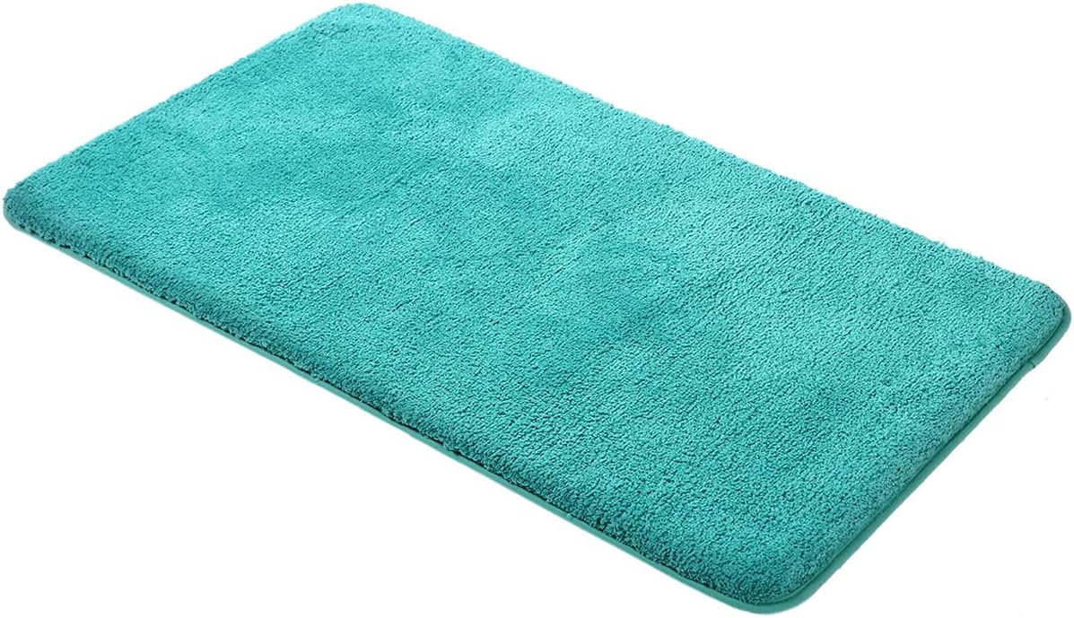 MAYSHINE 70x120 cm Turquoise Nonslip Bathroom Rug Bath Mat Machinewashable Soft Microfiber