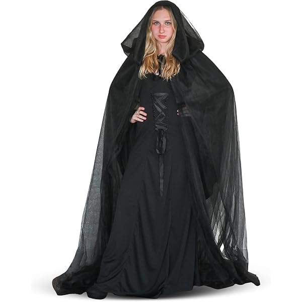 Women's Winter Cape Coat - Renaissance Wool Blend Cloak With Hood For Vintage & Cosplay