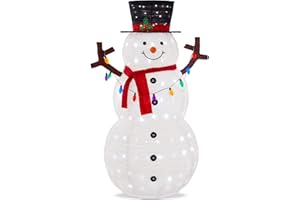 Best Choice Products 5ft Lighted Pop-Up Snowman, Large White Outdoor Christmas Holiday Decoration w/ 200 LED Lights, Hat, Scarf, Multicolored Lights