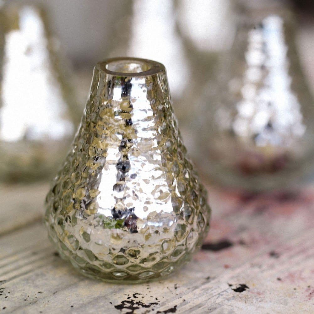 Set of 6 Bibi vases, antique silver
