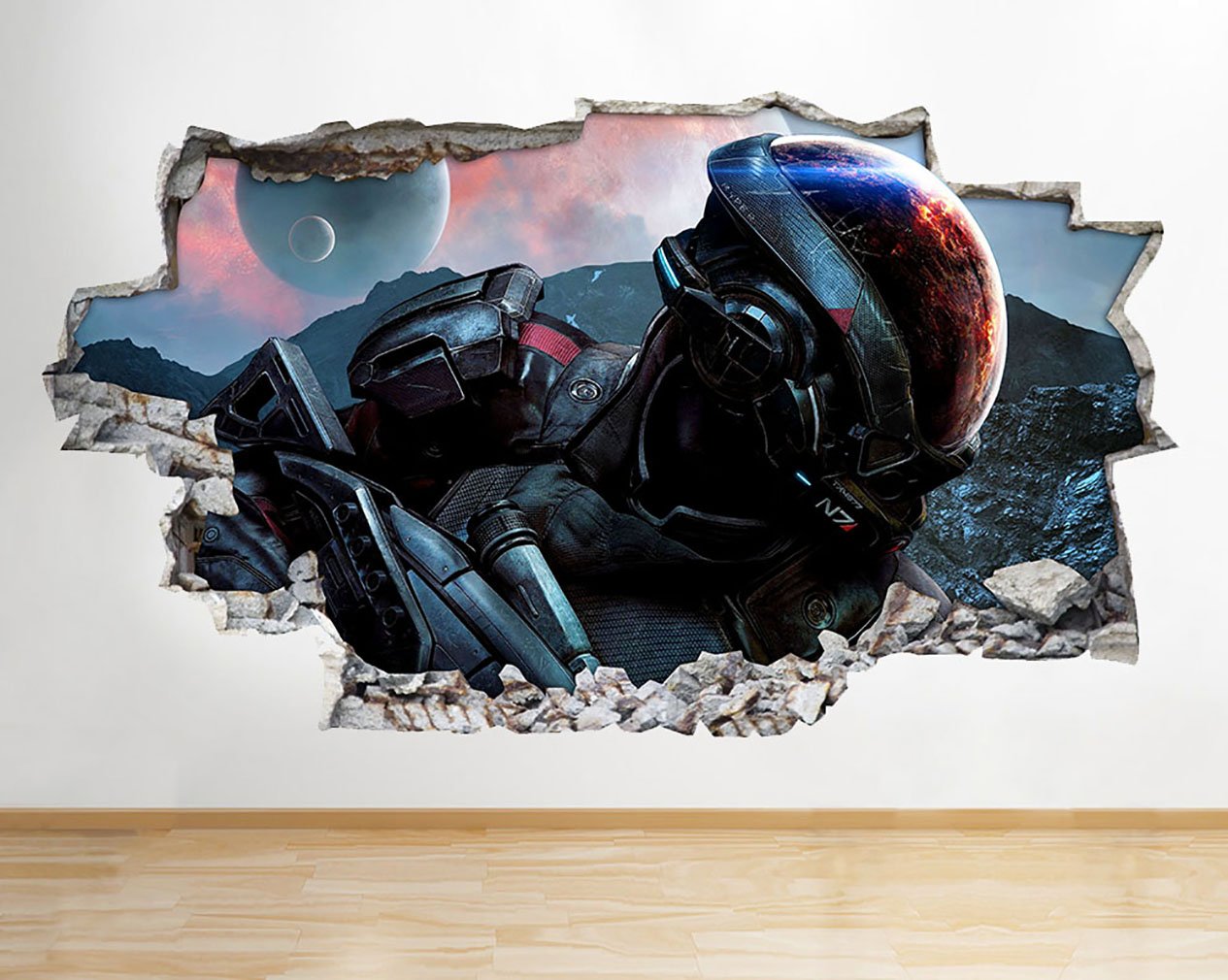D796 Planets World Fantasy Battle Smashed Wall Decal 3D Art Stickers Vinyl RoomKids Bedroom Baby Nursery Cool Livingroom Hall Boys Girls