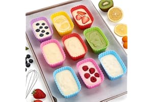 12 Pack Reusable Baking Silicone Molds, Rectangular Cupcake Liners, Silicone Baking Cups Multicolor, Easy Clean, Heat Resista
