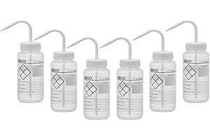 EISCO 6PK Chemical Wash Bottle, Blank Labels, 500ml - Wide Mouth, Self Venting, Low Density Polyethylene - Performance Plasti