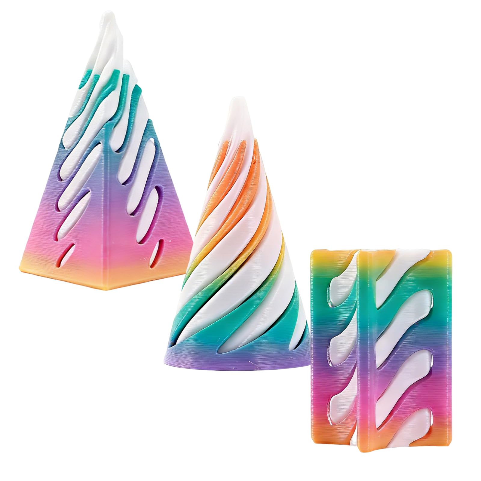 3Pcs Spiral Cone Impossible 3D Printed Fidget Toys Gearball Spiral Cone Fidget Toy Pyramid Passthrough Sculpture for Anxiety Stress Relief Desktop Office Home Decor Gift for Adults Kids (Style 3)