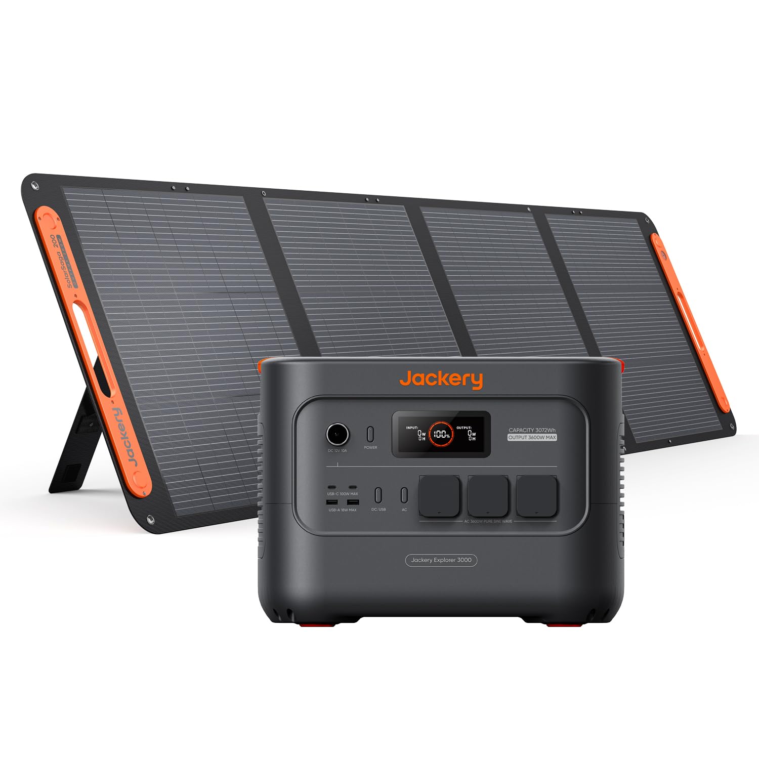 Jackery SG3000 V2 3072Wh Powerstation mit 200W Solarpanel, 3600W Dauerleistung, 2x USB-C PD100W, Kompakte Powerstation für Notstrom, Camping, Wohnmobil & Haushalt