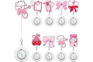 Fullhawl 8 Pcs Retractable Nurse Watch for Nurse Doctor Appreciation Gift Clip on Lapel Watch Brooch Decoration Badge Reel
