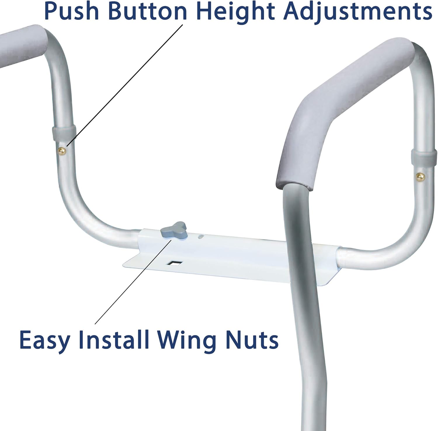 Carex Toilet Safety Frame - Toilet Safety Rails and Grab Bars for Seniors, Elderly, Disable, Handicap - Easy Install with Adjustable Width/Height, Fits Most Toilets: Health & Personal Care