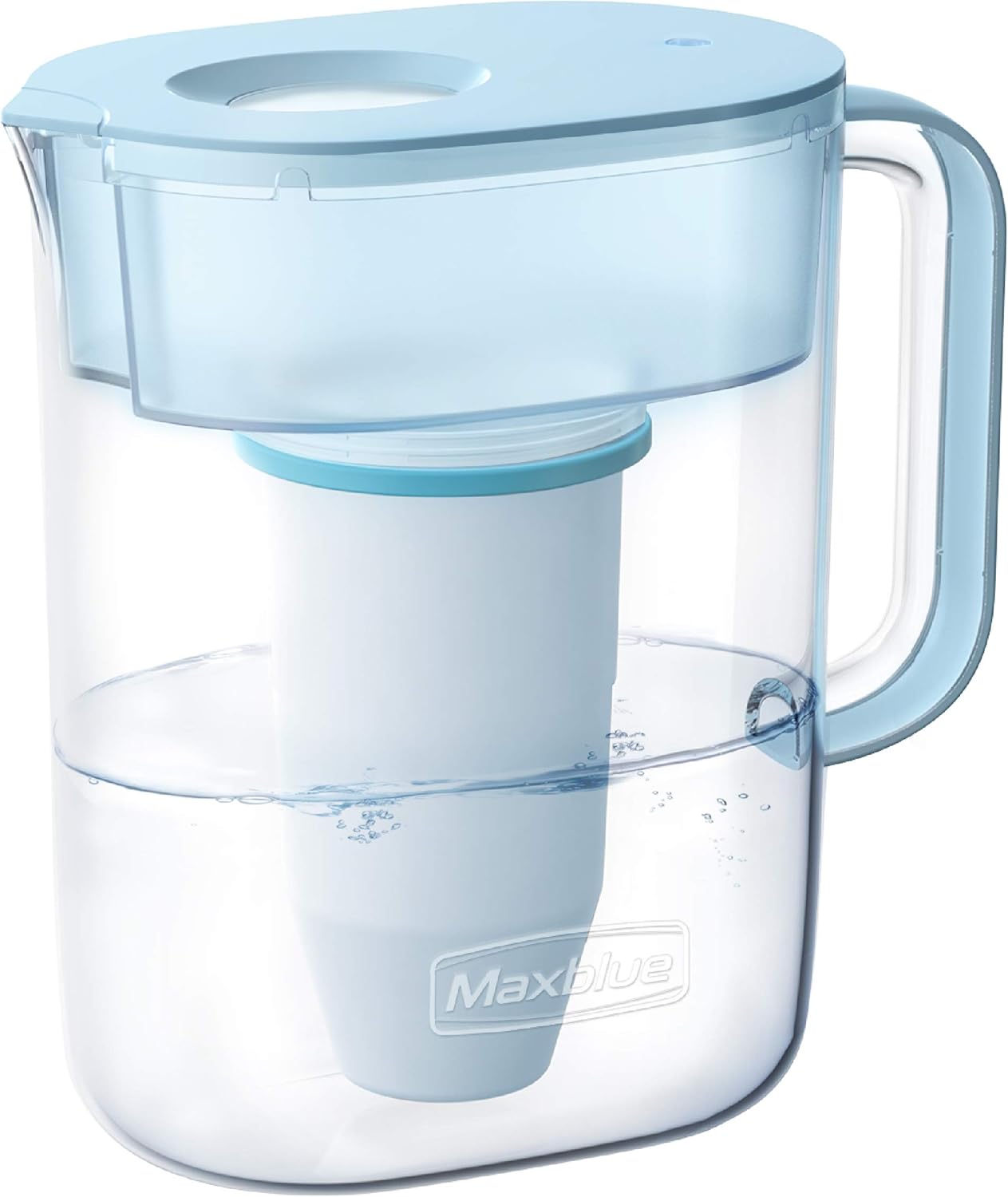 Maxblue 10-Cup Water Filter Pitcher with 1 Filter, Zero 0 TDS, 6-Stage Filtration System, Reduces Lead, Fluoride, Chlorine and More, BPA Free, Blue, Model: MB-PT-08B: Kitchen & Dining