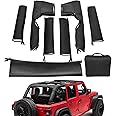 Roll Bar Cover Padding Protectors, Compatible with Jeep Wrangler JL Unlimited 2018-2024 JLU Sahara Rubicon 4 Door, 8PCS Black Leather