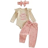 Twopumpkin Preemie Clothes Baby Girl Outfit Newborn Hello World Ribbed Romper Knitted Pants Headband Coming Home Outfits
