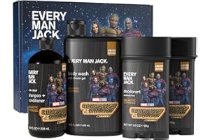 Every Man Jack Guardians of the Galaxy Body Set - Perfect for Every Guy & Marvel-Lover - Bath & Body Marvel Gift Set - Clean Ingredients & Incredible Scents - Body Wash, Shampoo & Deodorant - 2 Pack