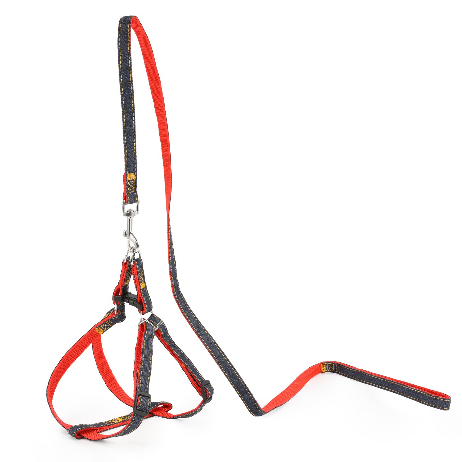 Dog Harness 2 Pcs, Magicfly Dog Leash Harness & Dog Car Seatbelt Harness Set Denim Dog Leash Collar for Small, Medium and Large Dog, Adjustable Dog Leash Harness with handle for Daily Training Walking