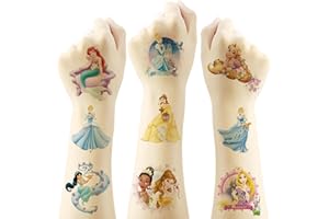MEET HOLIDAY 20 Sheets Princess Temporary Tattoos, Birthday Party Favors, Cartoon Decoration Sticker Gifts for Home Activity Carnival Christmas Rewards (Princess)