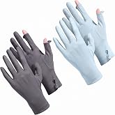 Loopeer 2 Pairs UPF 50+ UV Protection Sun Gloves for Women | Full Finger Touchscreen Gloves Ice Silk Breathable Cooling Anti-slip Grip for Driving, Hiking, Cycling &amp; Outdoor Activities