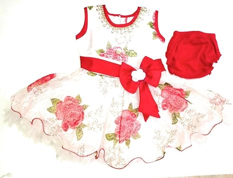 red and white frock for baby