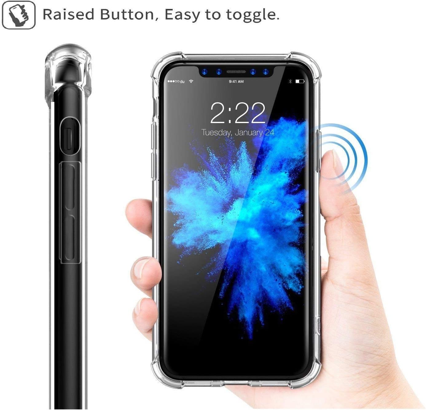 RKVMM Apple Iphone X Case, Clear Shock Proof Bumper TPU Cover for Apple IPhone X 5.8 Inch (Wireless Charging Compatible - Image 3