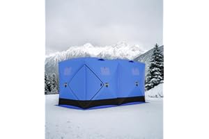 Garvee Pop Up Ice Fishing Tent Insulated Ice Fishing Shelter Portable Hub-Style Shelter Shanty Windproof and Warm, Multiple Sizes for 1 to 8 Person