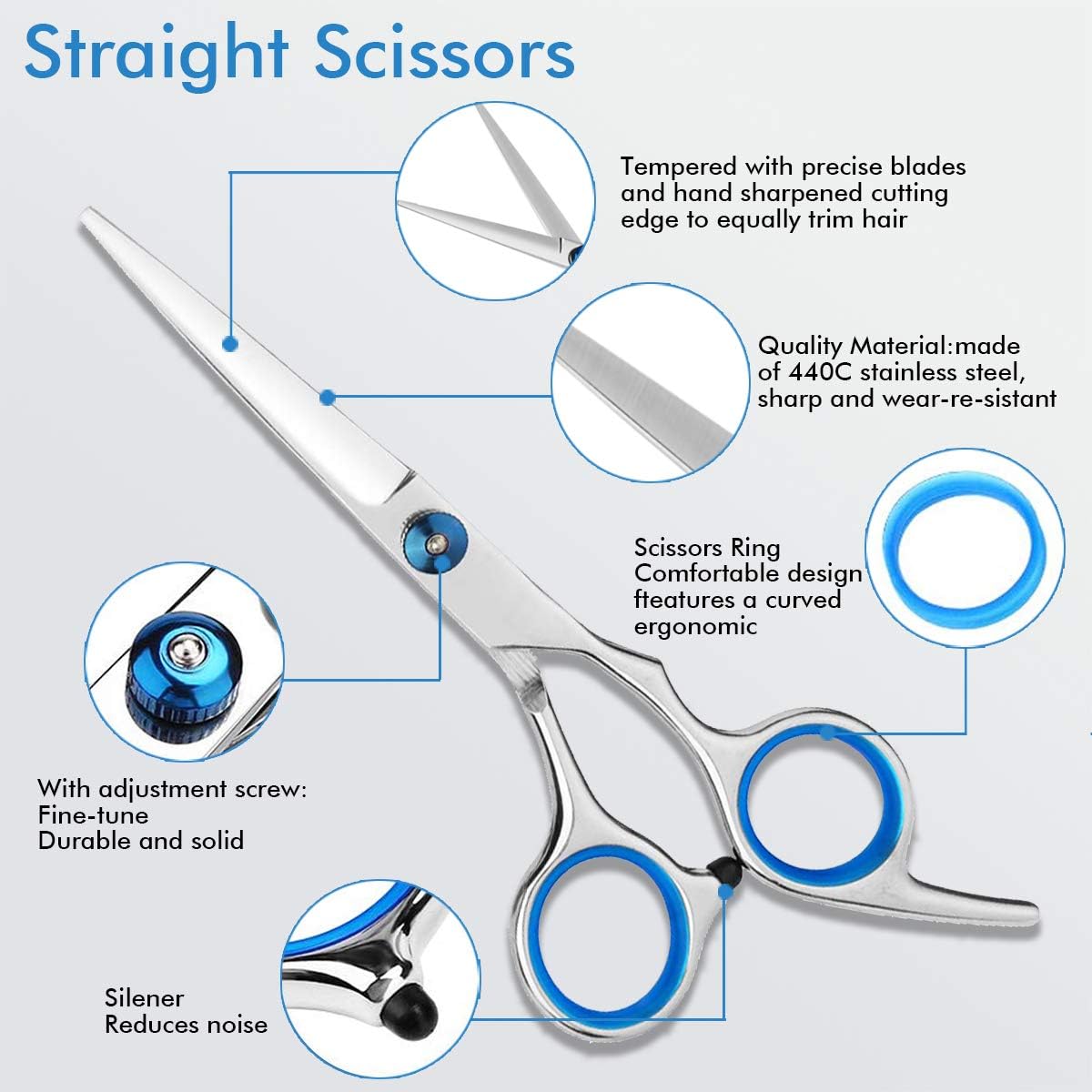 Hair Cutting Scissors Kits, 11Pcs Professional Stainless Steel Haircut Kit Cutting Scissors (Thinning Shears, Hair Razor Comb, Clips, Cape), for Home, Salon, Barber: Home Improvement